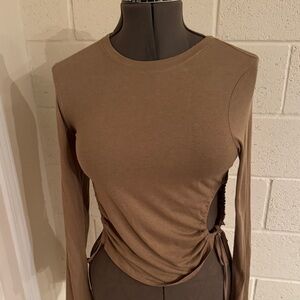 Open Edit Elegant Tan Long Sleeve Women's Top